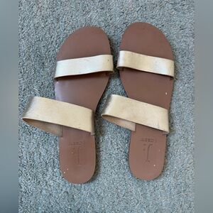 J. Crew Metallic Gold Slide Sandals